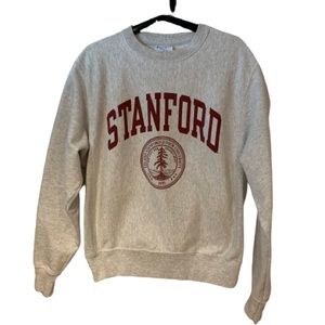 Champion Gray Crewneck Sweatshirt with Cardinal Stanford Logo